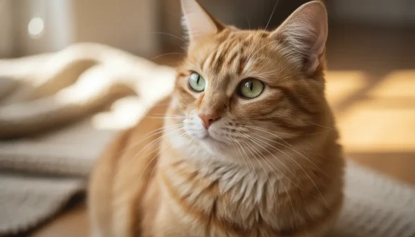 A close-up portrait of a beautiful tabby cat with expressive eyes s...