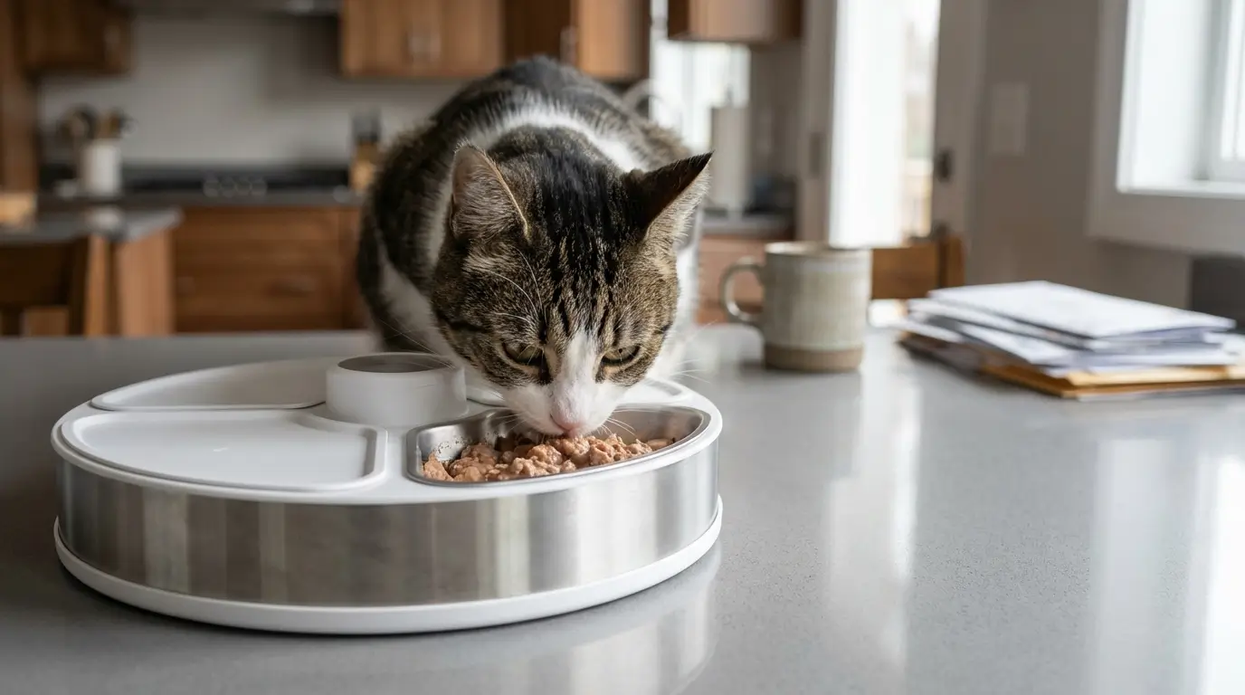 3. Rotating “plate” feeder – best for wet food