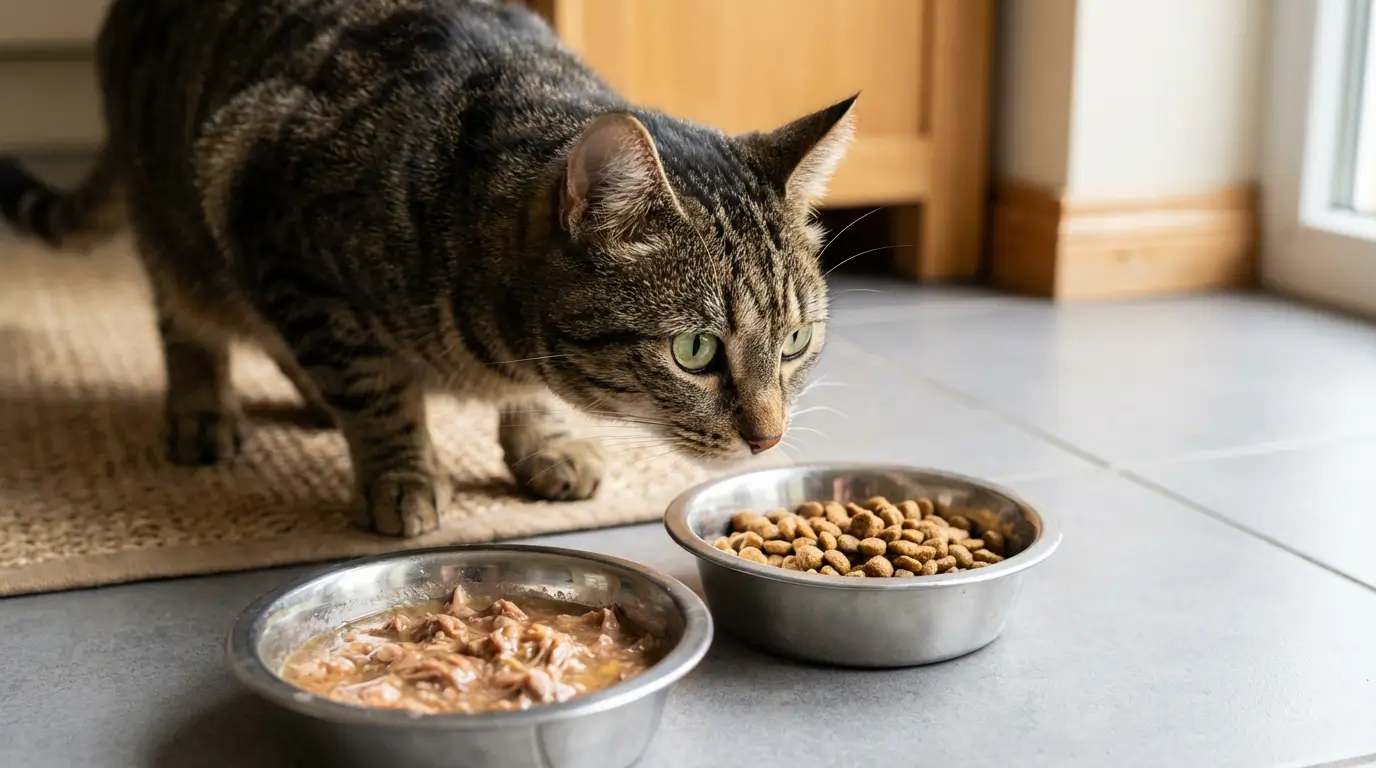 Transitioning cats between wet and dry food