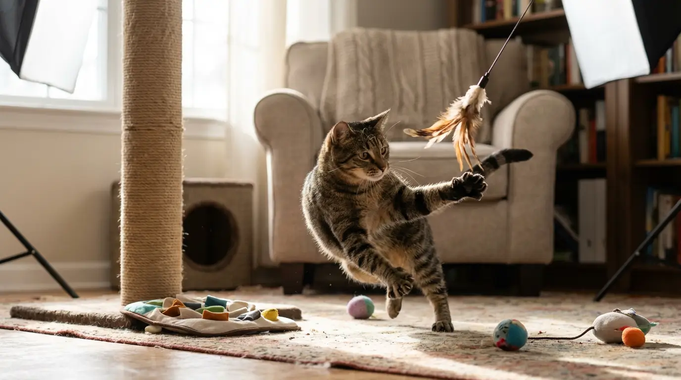 Using cat toys to tackle boredom weight and behaviour issues
